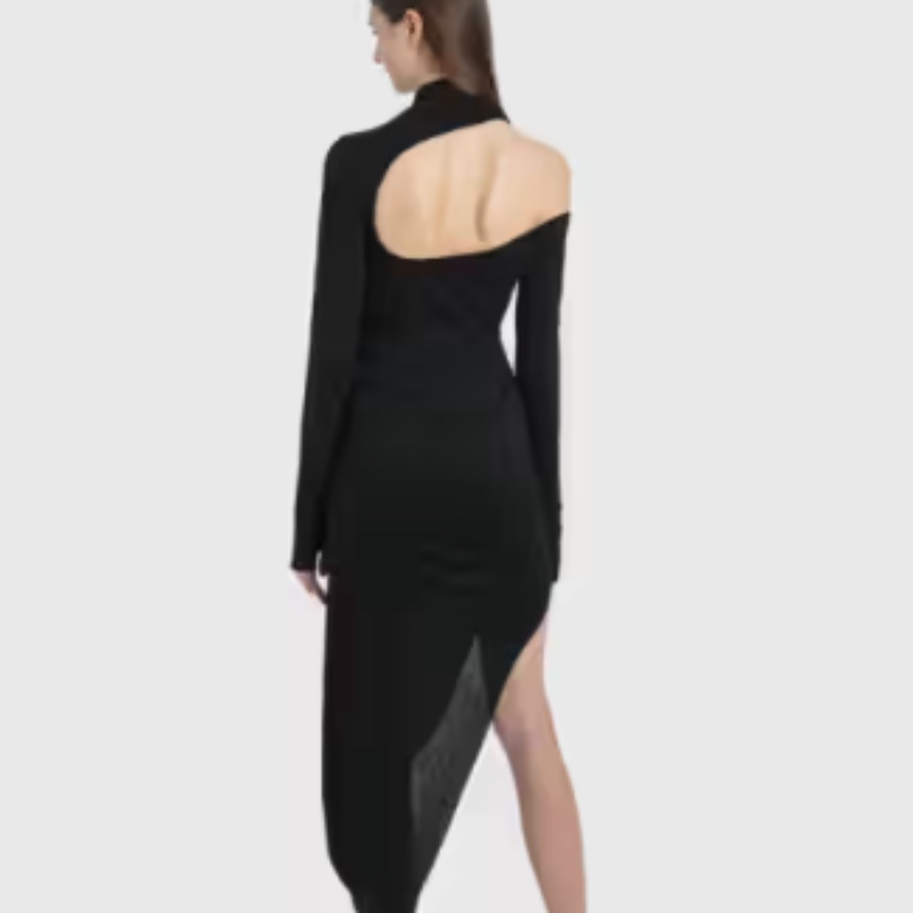 Helmut Lang Black Mock Neck Cut Out Top